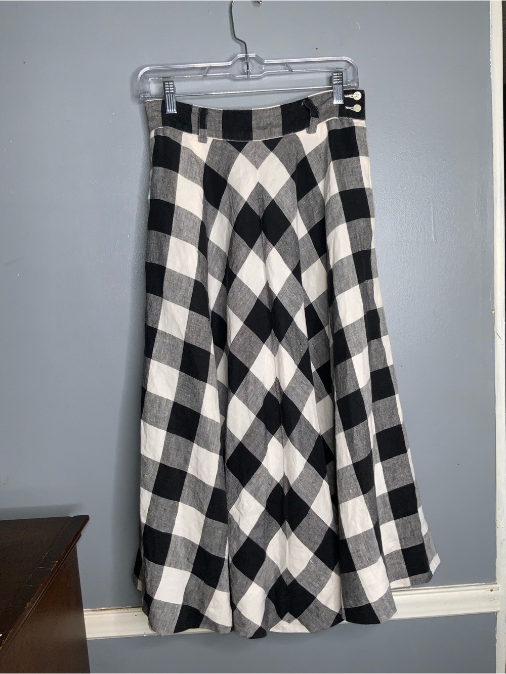 Liz Claiborne Vintage Black & White Linen Check A-Line Skirt Size 8 - Picture 2 of 9